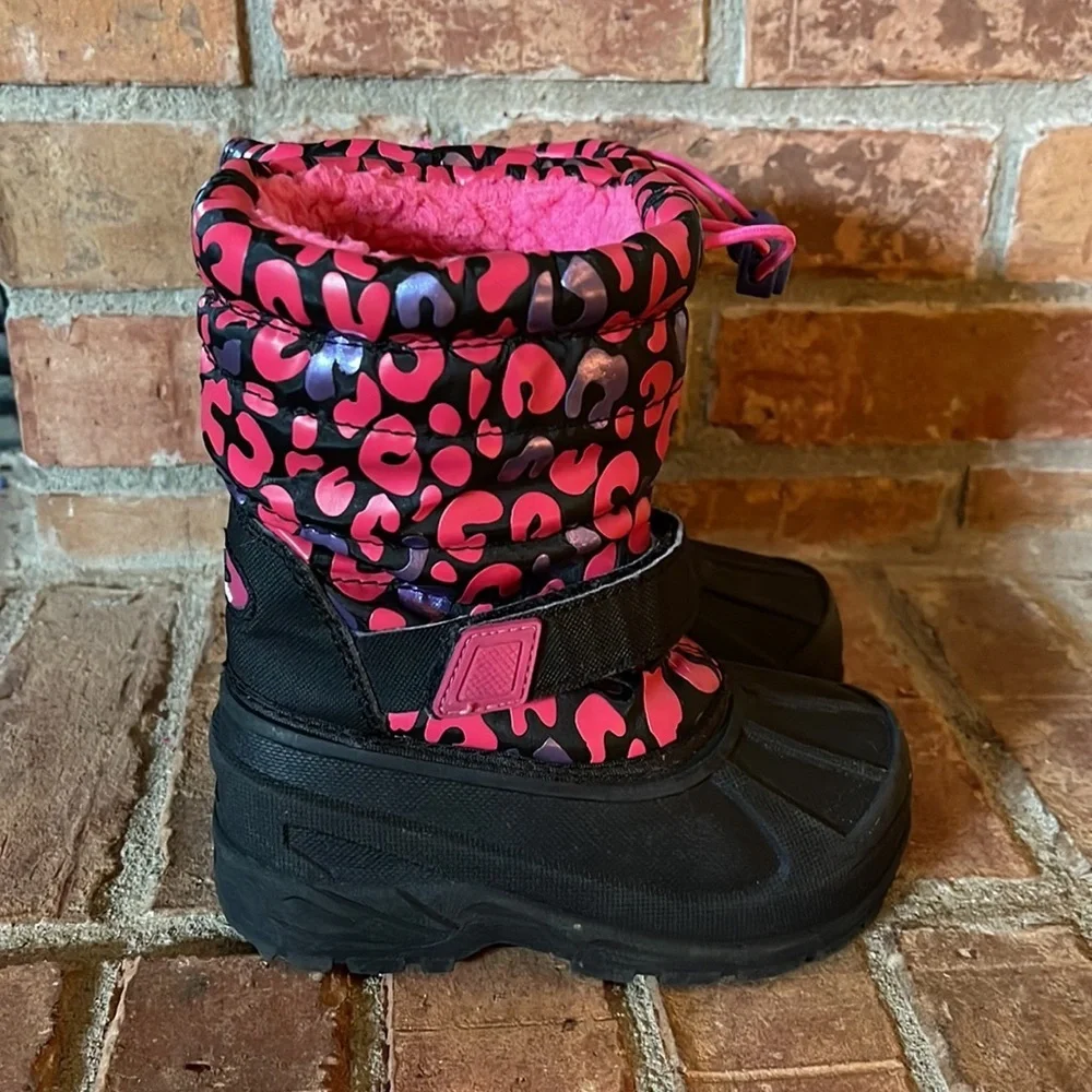 Athletech Pink & Black Leopard Snow Boots